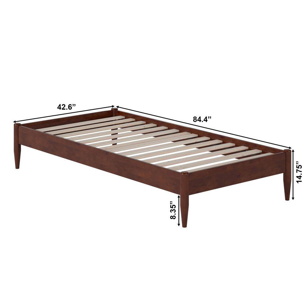Pasadena Walnut Twin XL Solid Wood Platform Bed with Slats