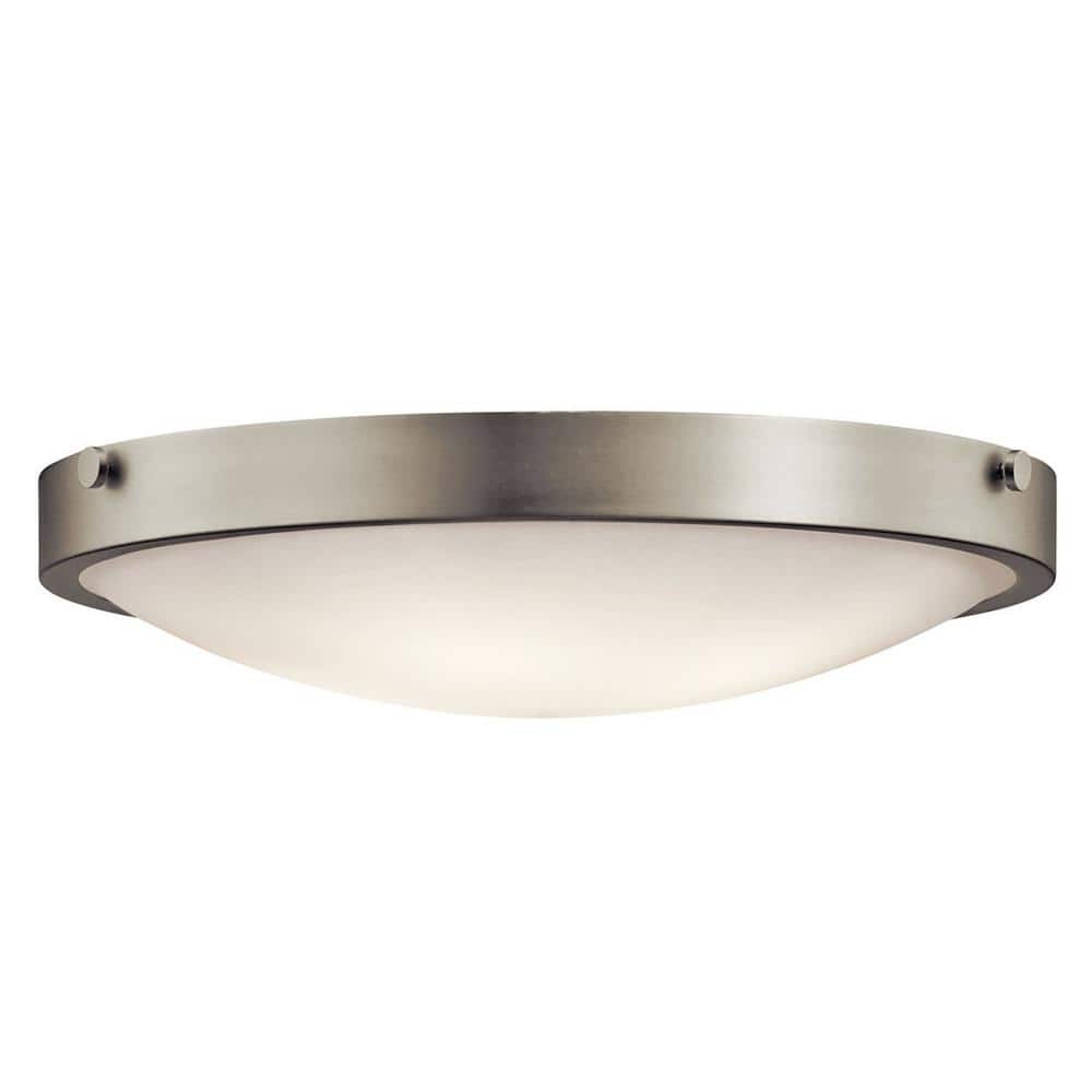 Brushed Nickel 20.5" Modern Dome Ceiling Light with White Glass Shade