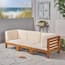 Jonah Teak Brown 3-Piece Wood Outdoor Sofa with Beige Cushions