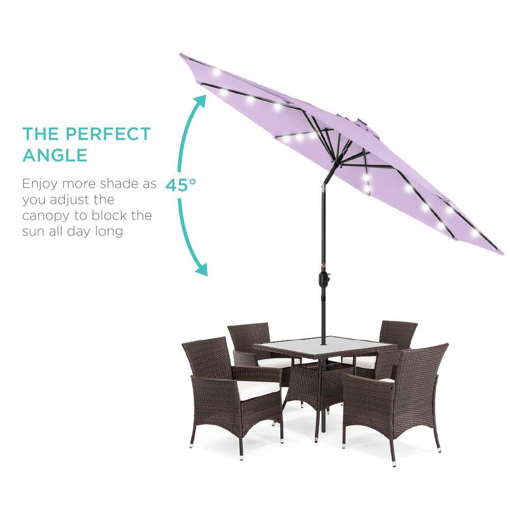 Lavender 10ft Solar LED Lighted Patio Umbrella with Tilt Adjustment