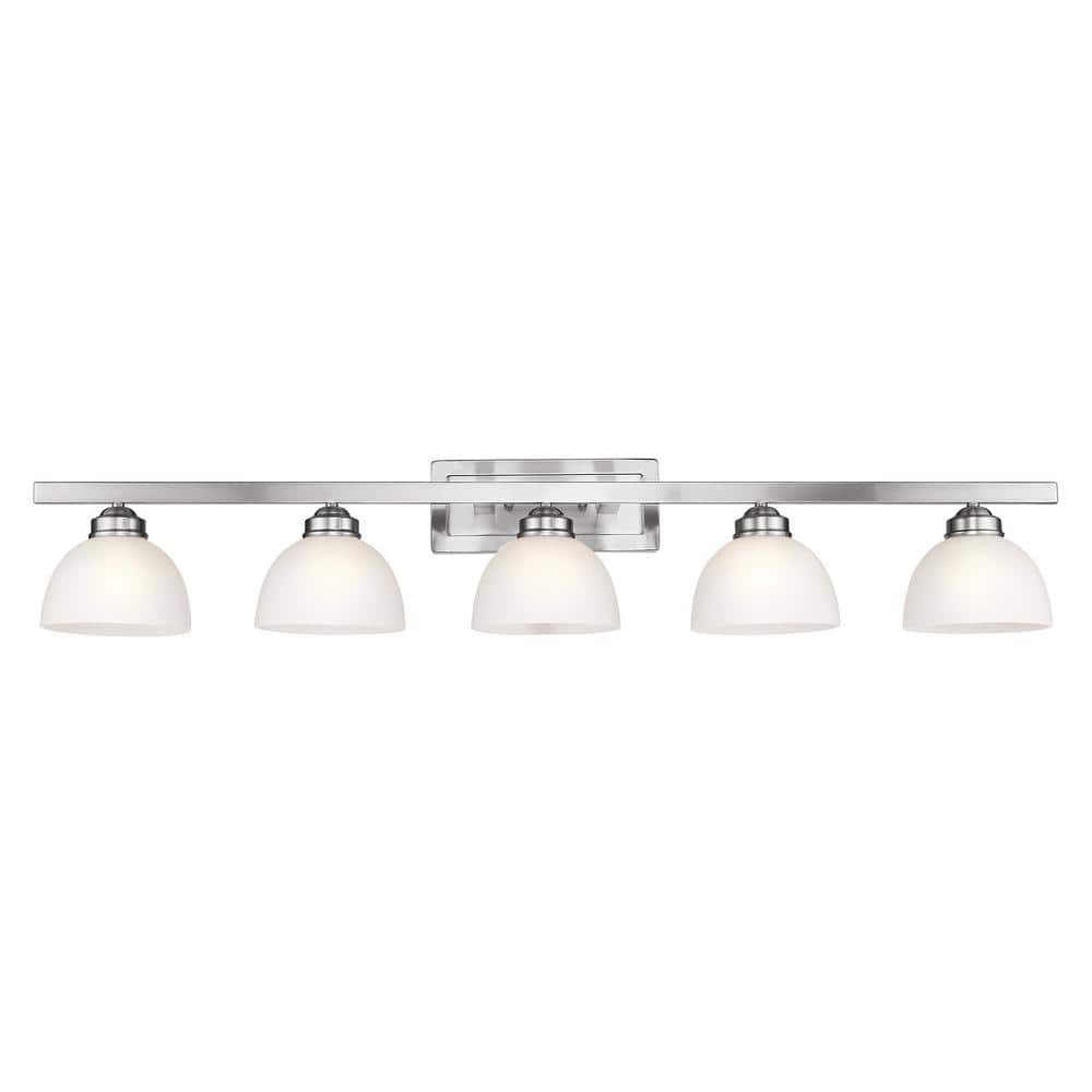 Somerset Brushed Nickel 5-Light Bath Vanity with Satin Glass