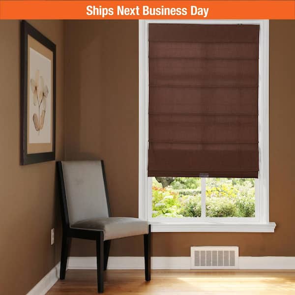 Cordless Light Filtering Fabric Roman Shade 33X64 Chocolate