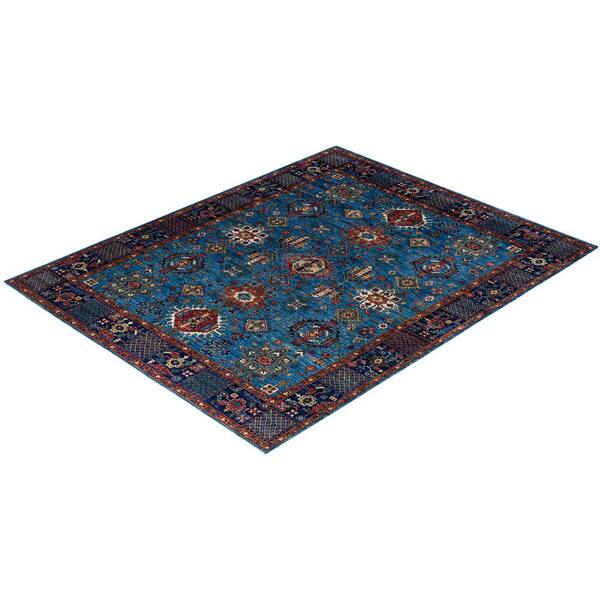 Serapi Light Blue 8 ft. x 10 ft. Tribal Wool Indoor Area Rug