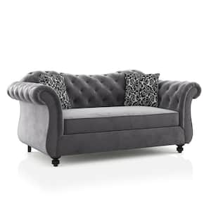 Goddart 68 in. Gray Polyester 2-Seats Loveseats with Pillows