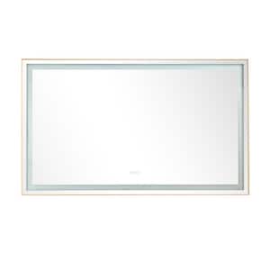 72 in. W x 36 in. H Rectangular Aluminum Framed Anti-Fog Dimmable LED Wall Bathroom Vanity Mirror in Gold