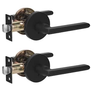 CozyBlock Privacy Door Lever Handle Matte Black Finish Easy to Lock and Unlock for Bedroom and Bathroom (Set of 2)