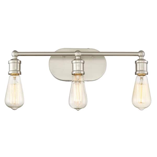 Savoy House 18.5 in. W x 4.5 in. H 3-Light Brushed Nickel Bathroom Vanity Light with Open Bulbs