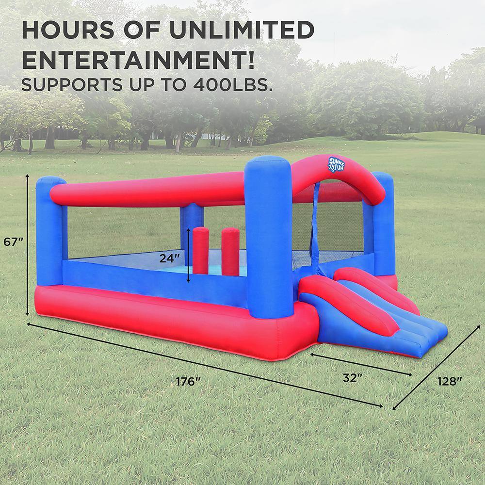 Sunny & Fun Red and Blue Inflatable Bounce House with Slide