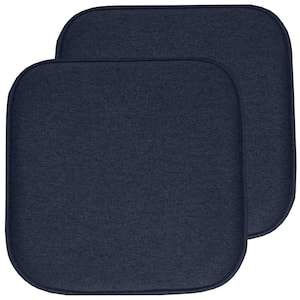 Charlotte Jacquard Square Memory Foam 16 in.x16 in. Non-Slip Back, Chair Cushion (2-Pack), Navy
