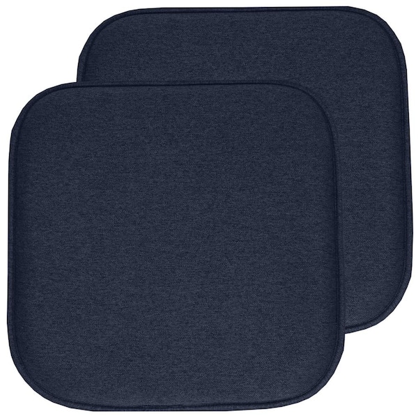 Sweet Home Collection Charlotte Jacquard Square Memory Foam 16 in.x16 in. Non-Slip Back, Chair Cushion (2-Pack), Navy