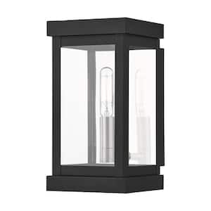 Wessex 9.5 in. 1-Light Black Outdoor Hardwired Wall Lantern Sconce with No Bulbs Included