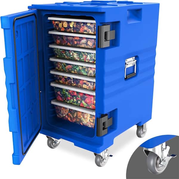 Karl home 109 QT Insulated Food Pan Carrier Food Storage Container with Lockable Wheels Blue