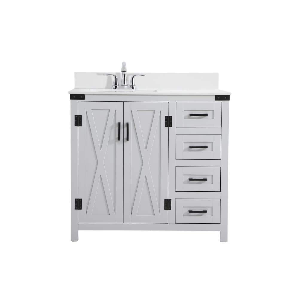 Simply Living 36 in. W x 19 in. D x 34 in. H Bath Vanity in Grey with Ivory