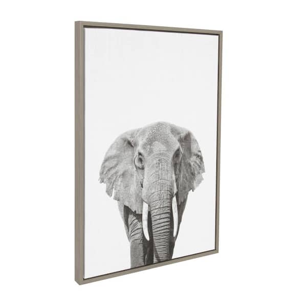 33 in. x 23 in. "Elephant Portrait" by Tai Prints Framed Canvas Wall Art