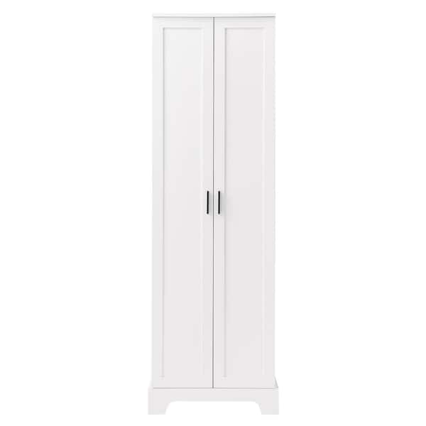 JimsMaison 23 in. W x 17 in. D x 71 in. H White MDF Linen Cabinet with Two Doors