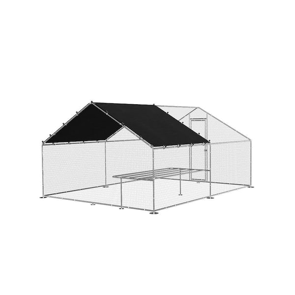 Amucolo 10 ft. x 13.1 ft. Metal Walk-in Chicken Run Chicken Coop with Waterproof and Anti-Ultraviolet Cover