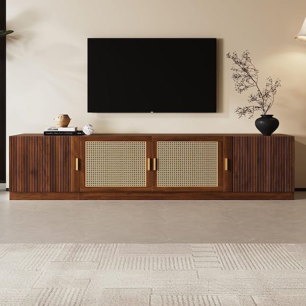 Noble House Griselda Walnut TV Stand Fits TVs up to 85 in. with