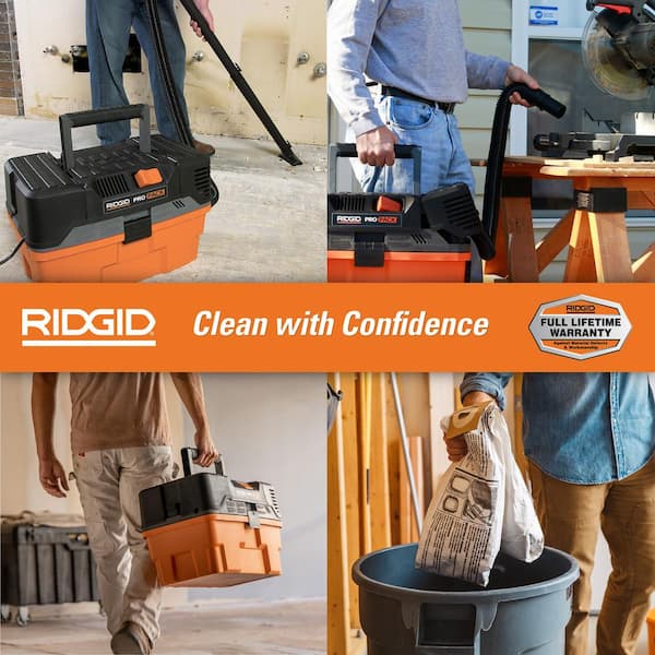 4.5 Gal. 5.0 Peak HP PRO PACK Shop Vacuum Wet Dry Vac with Fine Dust Filter, Dust Bags, Hose and Accessories WD4522A