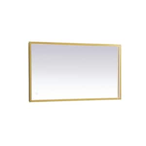Timeless Home 20 in. W x 36 in. H Modern Rectangular Aluminum Framed LED Wall Bathroom Vanity Mirror in Brass