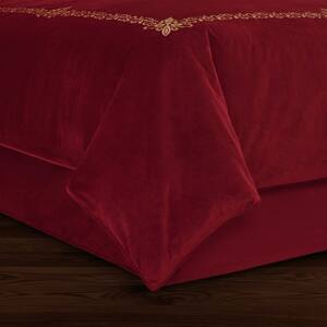 Nicholas 15 in. Drop Crimson Polyester King Bed Skirt