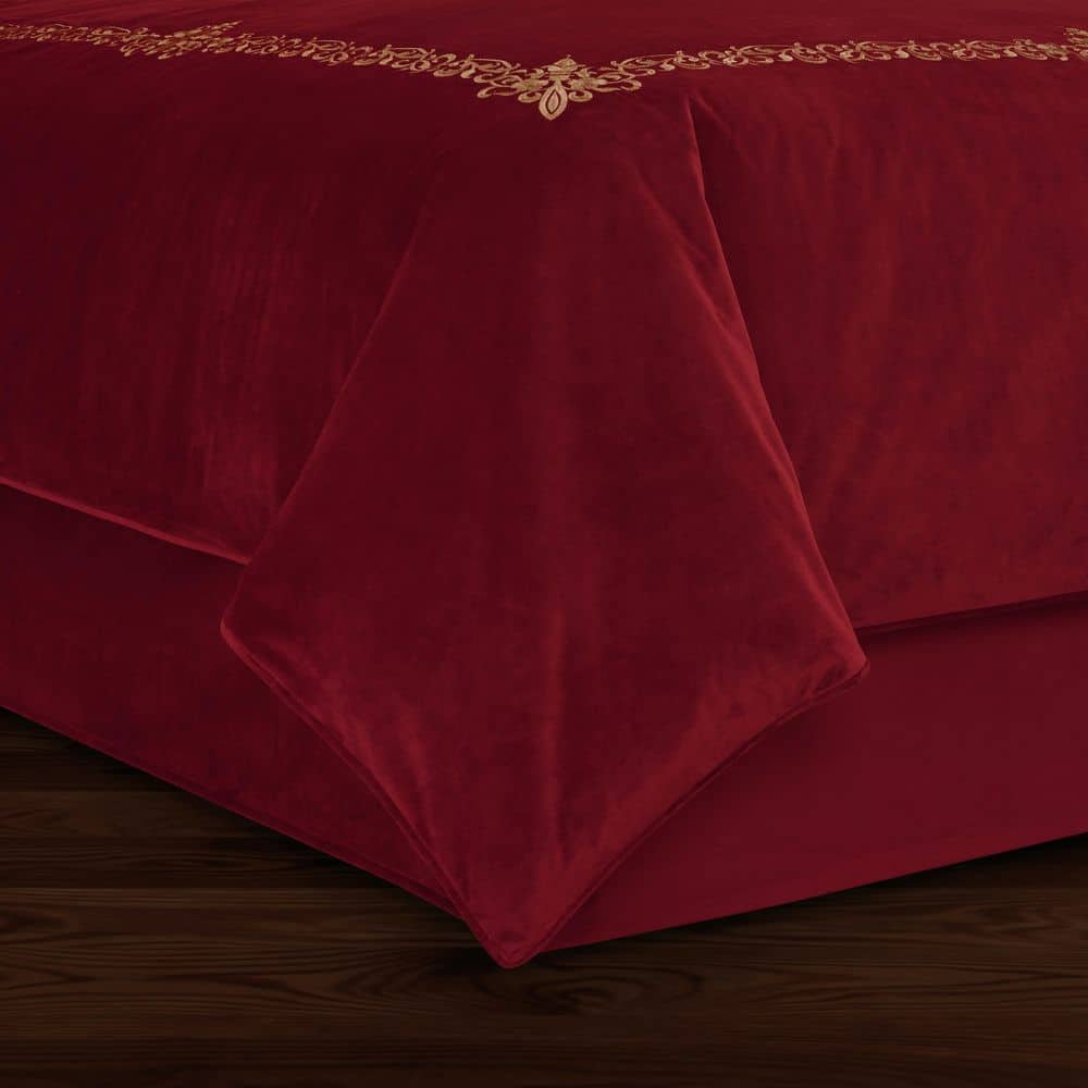 Nicholas 15 in. Drop Crimson Polyester Queen Bed Skirt