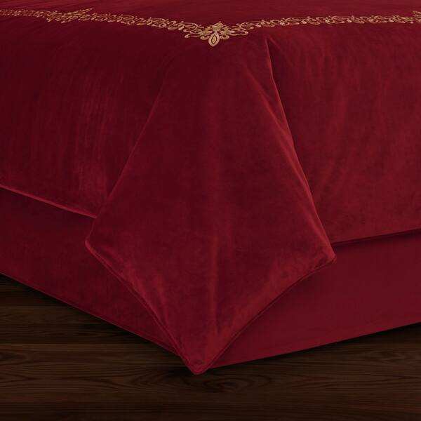 Nicholas 15 in. Drop Crimson Polyester Queen Bed Skirt 2787023QBSKT