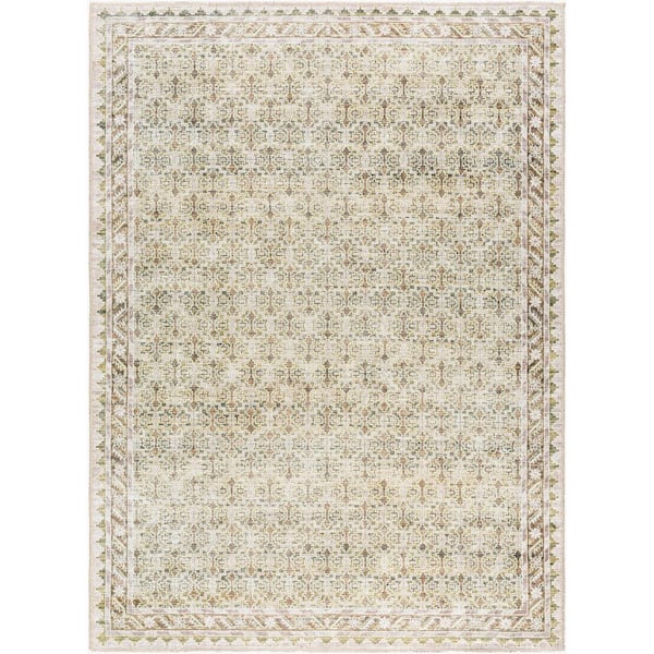 Livabliss Rainier Olive 2 ft. 7 in. x 10 ft. Modern Medallion Polyester Machine Washable Indoor Runner Area Rug