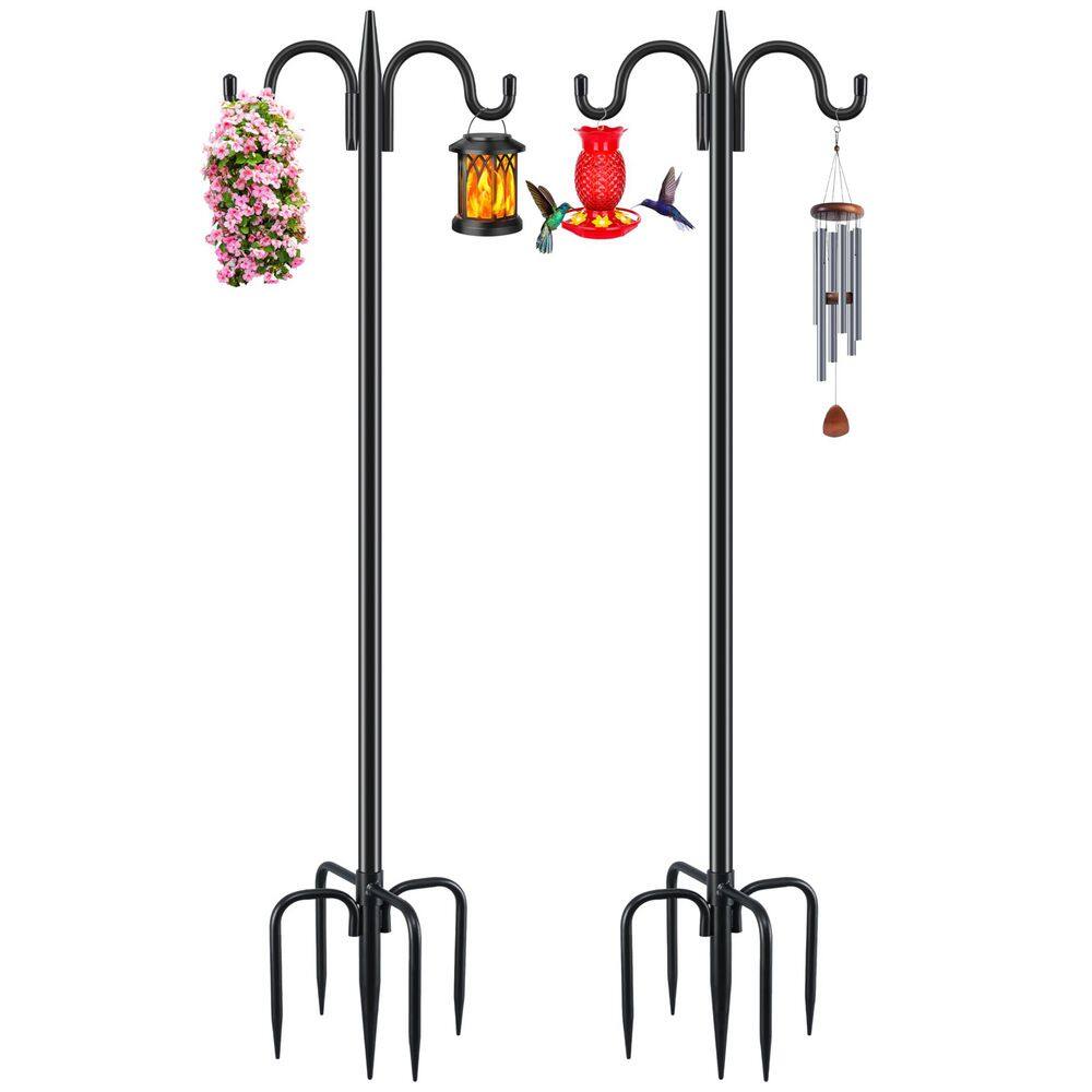 92 in. Black Iron Double Shepherds Hook for Outdoor, 2 Pack Heavy Duty Bird Feeder Pole price history on PriceWatchPro