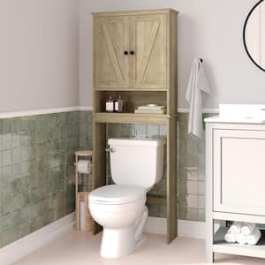 Dulcie 25 in. W x 66 in. H x 9 in. D Brown Over The Toilet Storage with Adjustable Shelves and Doors