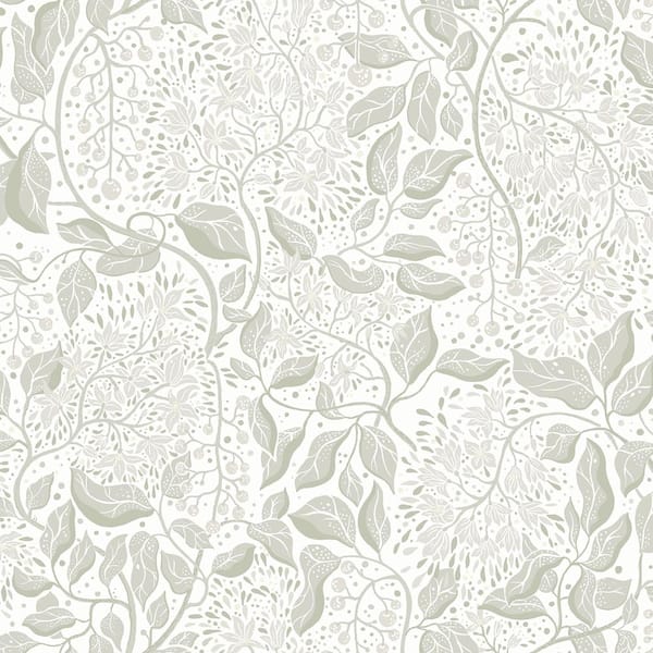 A-Street Prints Turi Green Twining Vines Wallpaper Sample