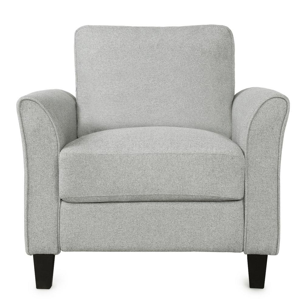 URTR Gray Modern Accent Chair, Upholstered Linen Fabric Living Room Armrest Single Sofa, Comfy
