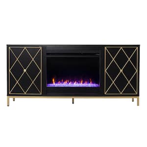 Marradi 58 in. Color Changing Electric Fireplace with Media Storage in Black