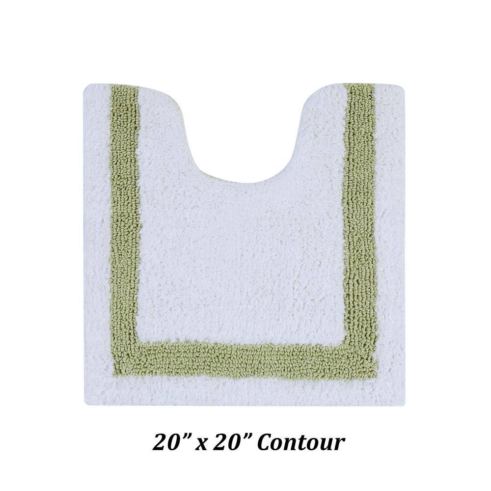 White and Sage Cotton Tufted Reversible Bath Rug Set, 2 Piece