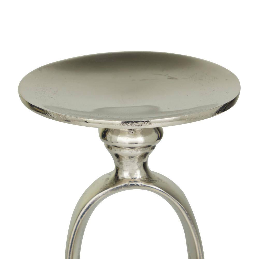 Silver and Black Aluminum Marble Tabletop Candlestick Set
