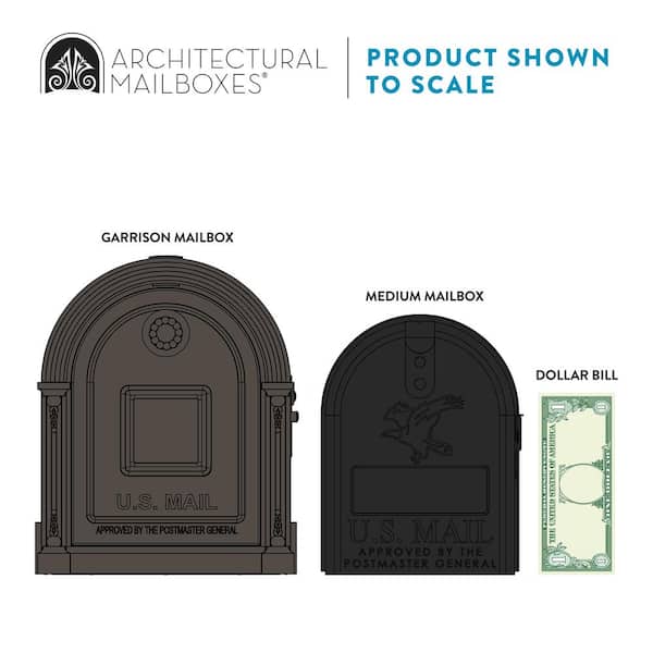 Garrison Large, Steel, Post Mount Mailbox, Venetian Bronze