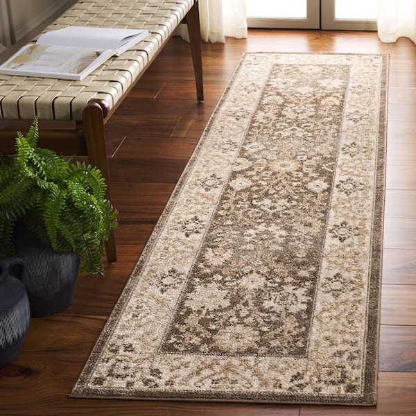 Hazel 2 ft. x 8 ft. Brown/Ivory Floral Medallion Runner Rug