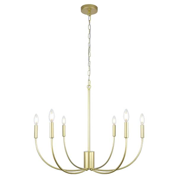 Unbranded 6-Light Gold Candle Style Classic Modern Dimmable Chandelier for Living Room Dining Room Kitchen Island Bedroom