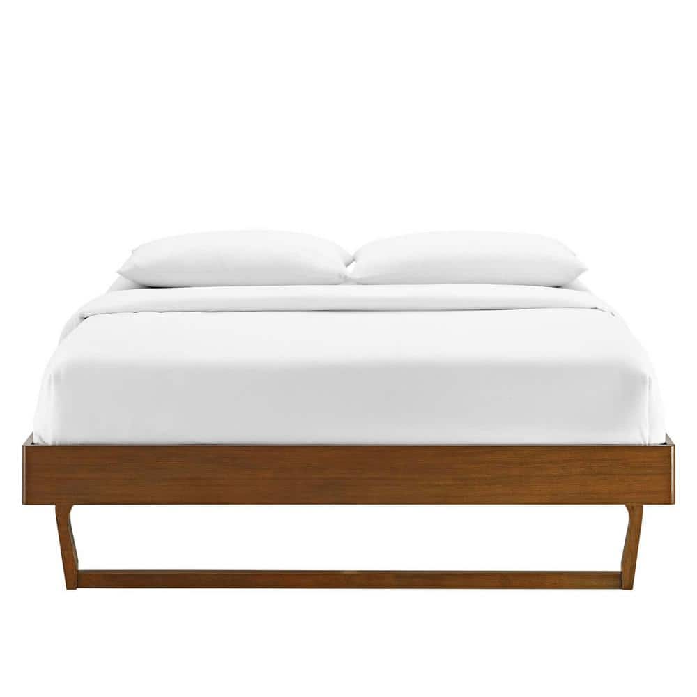 Mid-Century Modern King Platform Bed Frame in Walnut with Interchangeable Headboards