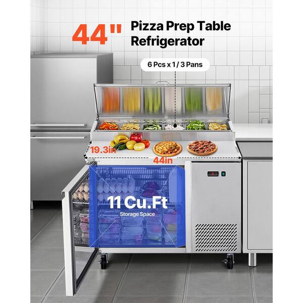 35.75 in. Prep Refrigerated Table 11 cu. ft. Stainless Steel Commercial Refrigerator Worktop Cutting Board Silver