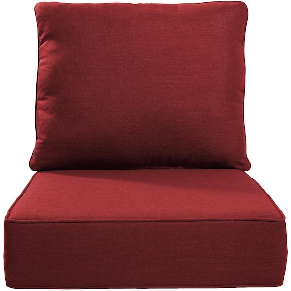 22 in. W x 24 in. D x 6 in. T 2-Piece Water and Fade Resistant Outdoor Lounge Chair Replacement Cushion Set in Red