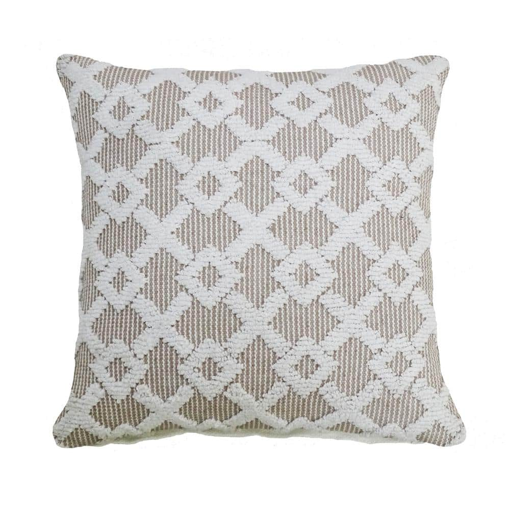 Vibhsa 20 in. x 20 in. Decorative Accent Throw Pillow with Geo Texture ...