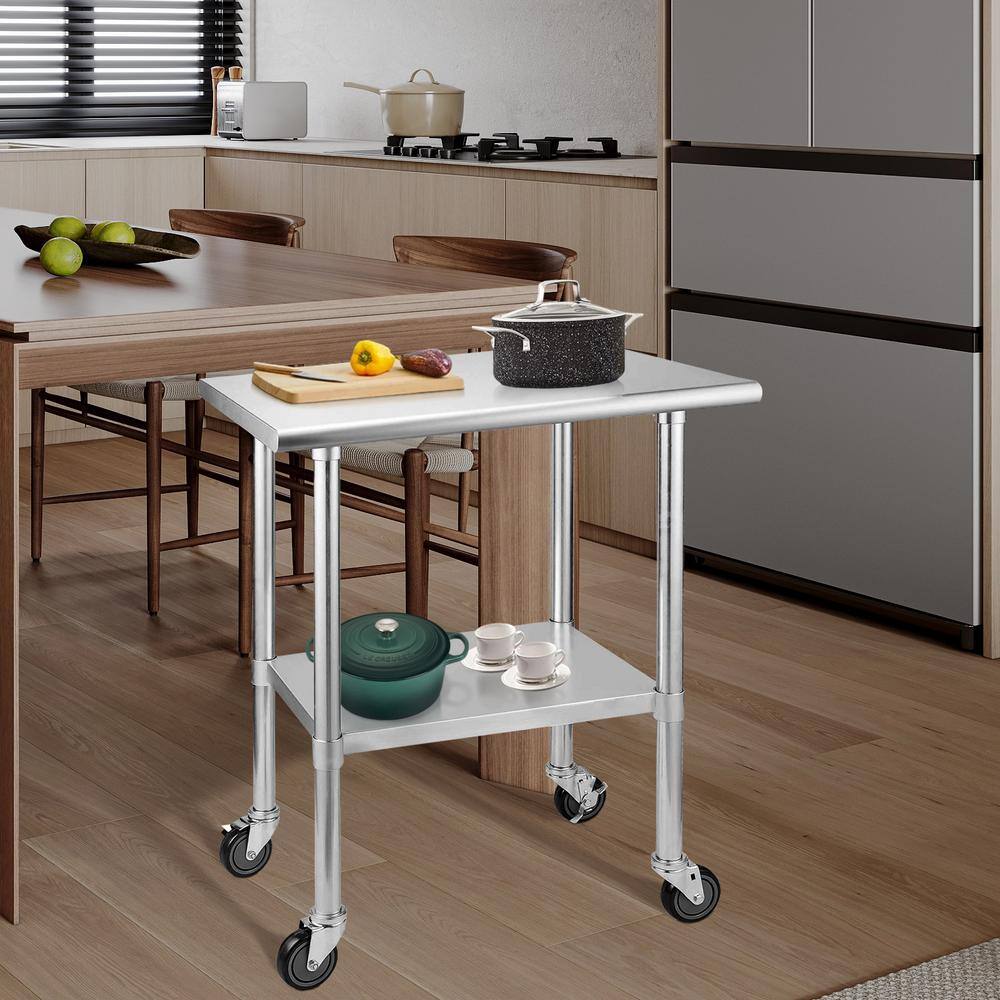 Tatayosi 24 in. x 30 in. Silver Stainless Steel Work Table, Kitchen