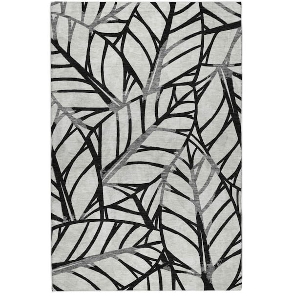 Dream Shag Premium Machine Washable Abstract ADS741 Black 10 ft. x 14 ft. Area Rug