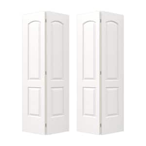 72 in. x 80 in. Caiman 2 Panel White Paint Hollow Core Molded Composite Closet Bi-Fold Double Door