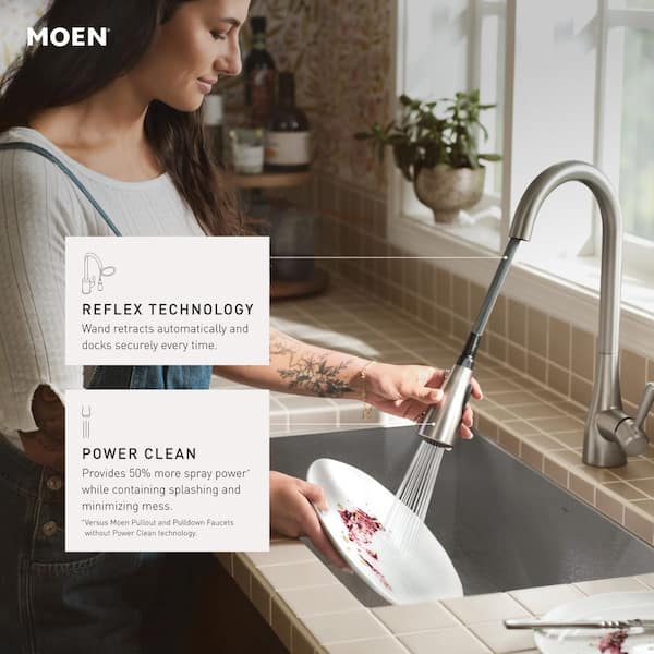Adler Touchless Single-Handle Pull-Down Sprayer Kitchen Faucet with MotionSense Wave and Power Clean in Matte Black