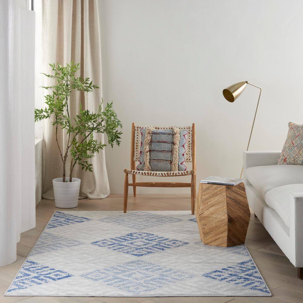Tribal Geometric 5'x7' Gray Synthetic Reversible Area Rug