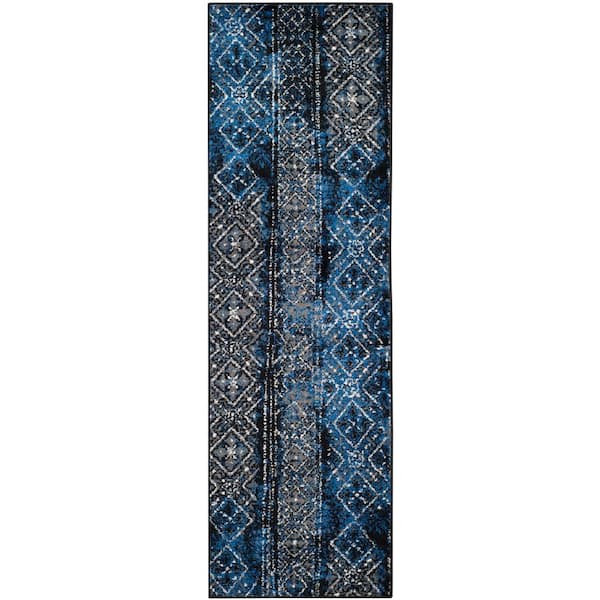SAFAVIEH Adirondack Blue/Black 3 ft. x 10 ft. Border Runner Rug