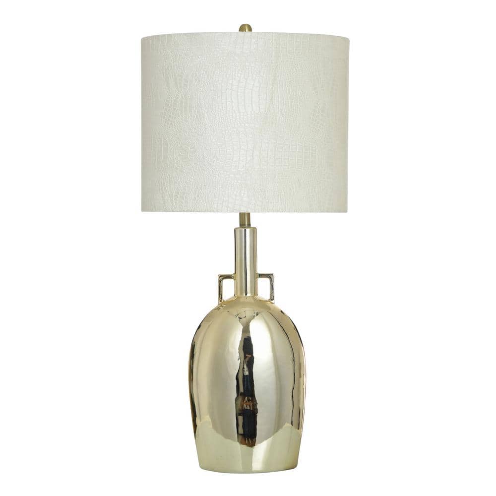 Empire 36.75 in. Golden Metallic Champagne Transitional 1-Light Standard Floor Lamp for Living Room Linen Drum Shade price history on PriceWatchPro