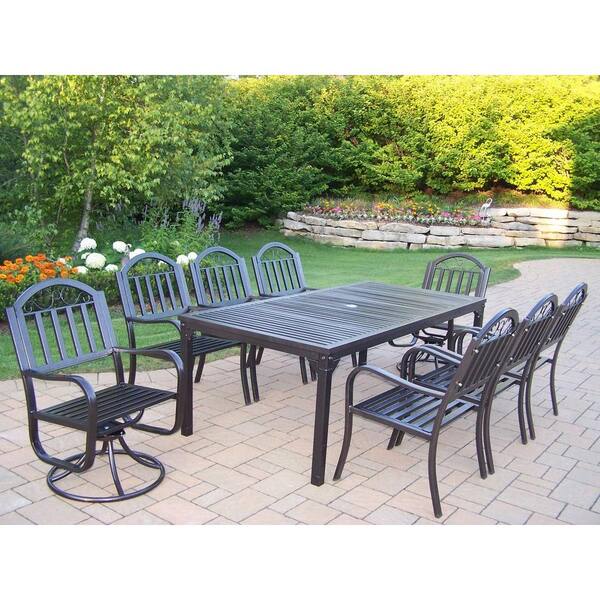 Oakland Living Rochester 9-Piece Patio Dining Set with 2 Swivel Chairs