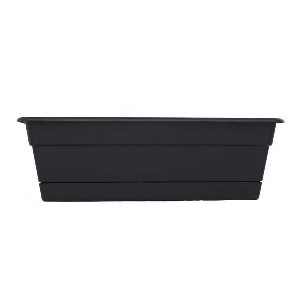 Bloem Dura Cotta 18 in. Black Plastic Window Box Planter with Tray DCBT18-00  The Home Depot